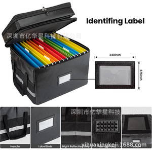 กล่องจัดระเบียบสำนักงานผ้าอ็อกซ์ฟอร์ดสีดำความจุ 5 ลิตรแบบพกพาทนทานกระเป๋าตาข่ายขนาดใหญ่ช่องใส่การ์ดสำหรับจัดเก็บเอกสาร - Product Image 4