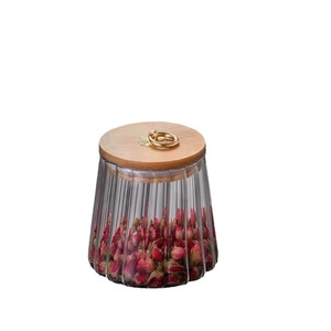 Büyük kapasiteli şeffaf cam çekme-tab kavanoz Petal mühür çizgili tasarım Modern mutfak için yaratıcı ev şeker depolama kavanoz - Product Image 5