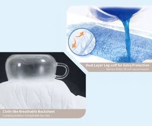 Couches pour adultes <span class=keywords><strong>ultra</strong></span> épaisses, directement de l'usine, jetables, super absorbantes, pour l'incontinence nocturne, avec protection anti-fuite 3D et bandes adhésives latérales - Product Image 4