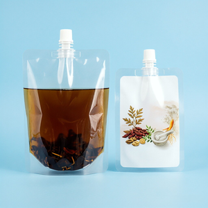 Pochette Doypack transparente personnalisée de 1 oz avec bec verseur <span class=keywords><strong>pour</strong></span> l'emballage de liquides (<span class=keywords><strong>eau</strong></span>, aliments, lait, aliments <span class=keywords><strong>pour</strong></span> animaux, jus, boissons) – Sac Mylar - Product Image 2