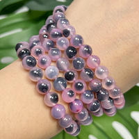 Perles rondes en pierre d'agate naturelle violette de 8mm, 45 pièces, perles rondes en vrac pour la fabrication de bijoux, bracelets, accessoires de collier