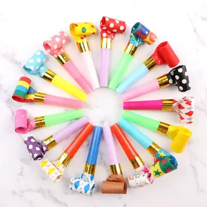 Children Blowing Paper Blow Out Dragon Whistle Funny Child Birthday Party Supplies Long Nose Plastic Whistle Toy Horn Props