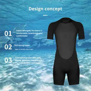 Combinaison de surf à manches courtes pour homme et <span class=keywords><strong>femme</strong></span>, protection solaire imprimée sur le devant, antibactérienne, 3 mm, une pièce, pour la plongée en apnée, la natation, chaude - Product Image 3