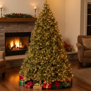 Wholesale High Quality Artificial PE Spruce <b>Christmas</b> <b>Tree</b> | Standing Base | Multicolored <b>LED</b> <b>Lights</b> | 5-10Ft Size | Fireproof | - Product Image 1