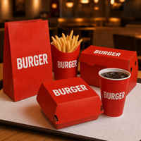 Ensemble de restauration rapide biodégradable personnalisé, boîte écologique pour la livraison de nourriture, hamburgers, frites, poulet frit