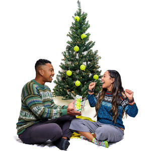 Adorno de bola de Navidad, decoración colgante redonda de plástico para árbol, regalo navideño, cordón para llavero, 40 agujeros, verde - Product Image 3