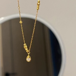 Collier pendentif goutte d'eau bleue de luxe français en argent pur S925, design de niche haut de gamme avec platine comme matériau principal - Product Image 1