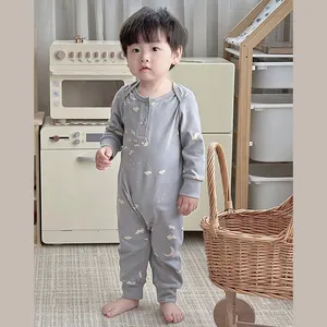 Grosir jumpsuit lengan panjang bayi celana wanita musim gugur organik setelan bayi katun jumpsuit baju bayi balita