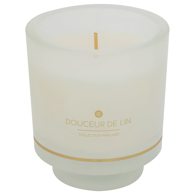 ILAE FLAX FLOWER AROMATHERAPY SCENTED CANDLE for HOME DECORATION 225GR 9X10CM in GLASS JAR