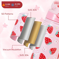 Bouteilles d'eau imprimées en 5D avec logo personnalisé pour enfant, gobelet isotherme de 12 oz pour enfants, tasse thermos sous vide de dessin animé pour l'extérieur