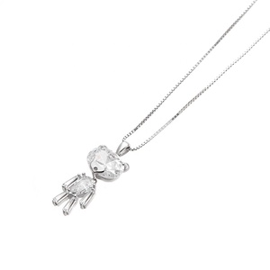 Cz piedra ajustable caja de cadena de plata de ley 925 jwelleries oso de peluche lindo colgante de collar para las mujeres - Product Image 2