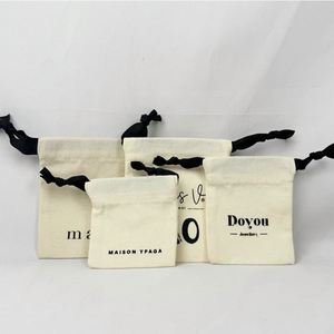 Eco-Friendly Cotton <b>Drawstring</b> <b>Pouch</b> Natural Color Reusable Dust Storage Bag - Product Image 2