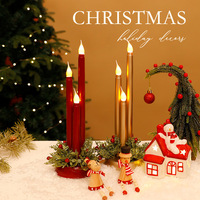 Ensemble de bougeoirs électroniques LED à 3 bâtons sur base ronde pour mariage, banquet, Noël, maison, villa, cadeau de fête, décoration