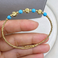 Bracelet élastique en or massif 18 carats avec perles et pierres précieuses naturelles, perles d'eau douce, empilable, style bohème chic, bijoux délicats et minimalistes