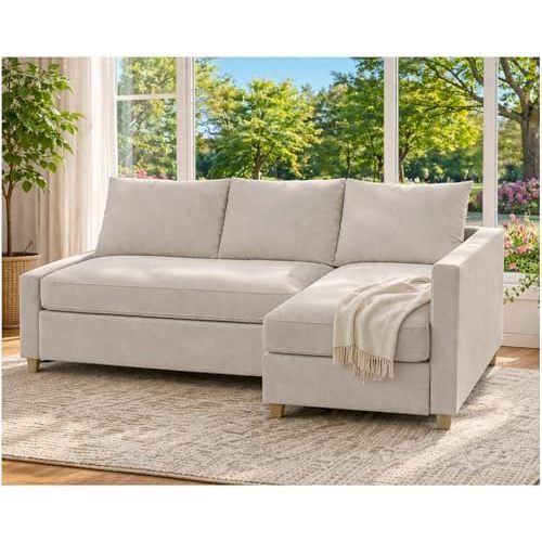 Chaise longue gauche beige clair