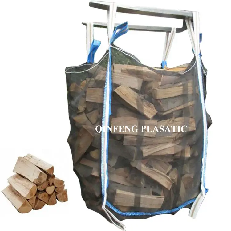 1000kg थोक अनुकूलित प्लास्टिक निकाल जंबो थोक शुद्ध जलाऊ लकड़ी वाहक मेष ढोना बड़ा रिमोट के लिए टोंटी के साथ बैग पैकेजिंग