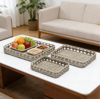 Paniers de rangement rectangulaires simples en jonc de mer, tressés à la main, décoration moderne pour la maison, écologiques avec poignée, multi-usages