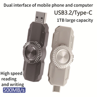USB Flash Drive logam padat 500MB/dtk, TYPE-C Super kecepatan tinggi 512GB memori 1TB USB 3.1