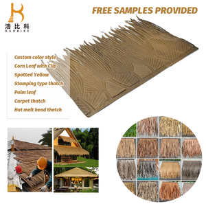 Tuiles en <span class=keywords><strong>plastique</strong></span> ignifuges résistant aux UV-ardoises synthétiques de conception de feuille de palmier plat traditionnel <span class=keywords><strong>pour</strong></span> la décoration extérieure de parc - Product Image 3