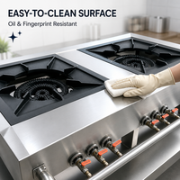 Cuisinière à gaz commerciale à 2 brûleurs, brûleur wok, en acier inoxydable, pour comptoir, cuisinière wok chinoise, équipement de cuisine de restaurant