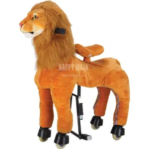 热卖骑马动物狮子毛绒玩具马行走机械马玩具