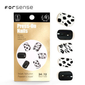 24 piezas <span class=keywords><strong>de</strong></span> embalaje personalizado, prensa cuadrada corta <span class=keywords><strong>en</strong></span> las <span class=keywords><strong>uñas</strong></span>, diseños <span class=keywords><strong>de</strong></span> impresión <span class=keywords><strong>de</strong></span> <span class=keywords><strong>vaca</strong></span> <span class=keywords><strong>en</strong></span> blanco y negro, <span class=keywords><strong>Uñas</strong></span> postizas, suministros profesionales para <span class=keywords><strong>uñas</strong></span> postizas ABS - Product Image 1