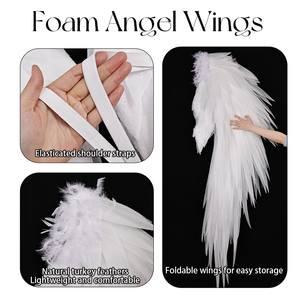 Whosale piumaggio bianco piume artificiali <span class=keywords><strong>ali</strong></span> per la decorazione di nozze Cosplay carnevale di Halloween decorazioni Festive - Product Image 2