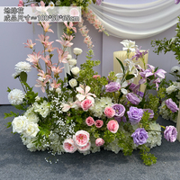 Meilleure vente arrangement floral rose violet fleur artificielle en soie toile de fond pour la décoration de fête de mariage