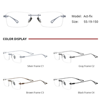 Gafas Borregls sin Montura de Titanio para Hombre, Diseño de Marca, Montura Cuadrada para Mujer, Gafas Ópticas Ultraligeras sin Marco, Act-fix