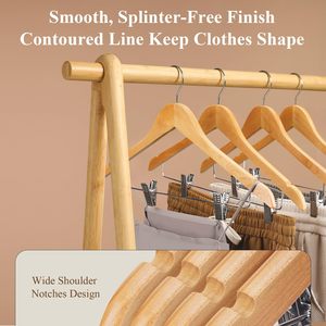 ไม้แขวนเสื้อไม้+โลหะ พร้อมคลิปหนีบปรับระดับได้ สำหรับกางเกง กระโปรง กางเกงยีนส์ กางเกงขายาว กางเกงขาสั้น-ใช้ในตู้เสื้อผ้าและห้องนั่งเล่น - Product Image 5