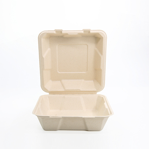 Natural Healthy Bagasse Food Container Portable Lunch bagasse food box 9"x6"For Take Out