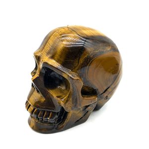Teschio di cristallo naturale all'ingrosso fatto a mano con teschio di occhio di tigre con intaglio di cristallo Flash dorato <span class=keywords><strong>per</strong></span> la decorazione e la vendita - Product Image 6