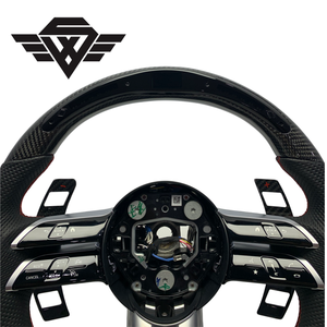 Volante de Cuero con Fibra de Carbono Real Premium para W213 W206 W222 C300 X253, Personalizado de Fábrica - Product Image 4