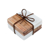 Offre Spéciale : Sous-verres personnalisés en marbre et bois d'acacia – Cadeaux de mariage pour boissons, supports de tasses, tapis et dessous de verre en pierre