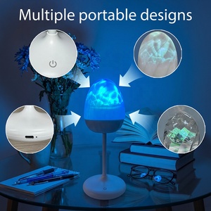 ホットセール充電式DCリモコン付きモダンシンプルオーバルシェードオーロラプロジェクションデスクトップアンビエントテーブルランプナイトライト - Product Image 1