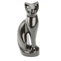 Guci Pemakaman Desain Figur Kucing untuk Abu Hewan Peliharaan Kucing Desain Hutan Gaya Amerika Lapisan Bubuk Hitam