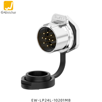 E-Weichat 35A 500V IP67/IP68 Connecteur circulaire étanche M24 en alliage de cuivre 2/3/4/10/12/19/24 broches pour usage industriel, alimentation et signalisation 25A