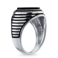 Bague pour homme en argent sterling 925, style rétro rayé, avec pierre précieuse ovale en onyx rouge/noir, bijoux punk turcs thaïlandais personnalisés