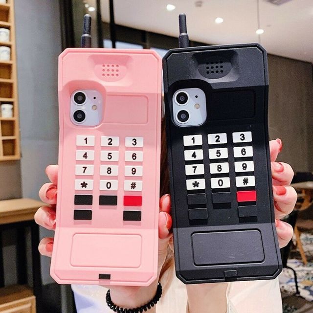 3D Retro Cellular Classic Mobile Phone Silicone Case for iPhone 12 Cute Retro Style Soft Silicone Cover for iPhone 11/12/13/8