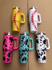 Vasos Térmicos Deportivos de 40 oz para Softbol y Béisbol, Vasos con Aislamiento al Vacío de Doble Pared con Estampado de Vaca y Asa - Product Image 2