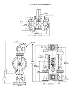 Pompes pour l'industrie chimique, pétrolière et hydraulique, pompes à membrane pneumatique en plastique PP double air Teflo KS80 - Product Image 4