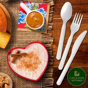 مجموعة أدوات المائدة القابلة للتحلل للاستعمال مرة واحدة Cutlery Cutlery مجموعة سكاكين كبيرة ملاعق شوك 7 \ "بلاستيك بديل متين مقاوم للحرارة - Product Image 6