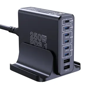 Universal 250W 8 ports PD3.1 power adapter fast charging station multiport fast charging station desktop charger for laptop