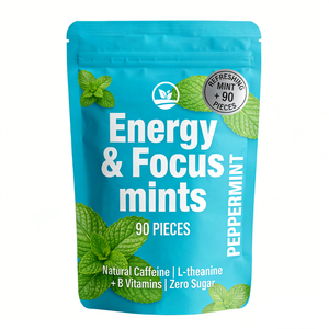 OEM Private Label Focus Mints Sin Azúcar, Cafeína Natural, Nootrópico, Suplemento <span class=keywords><strong>para</strong></span> Mejorar la Concentración y la Energía <span class=keywords><strong>para</strong></span> el Estudio y el Trabajo - Product Image 1