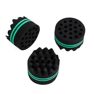 Éponges personnalisées en forme de vague pour cheveux éponge torsion curl éponge brosse à cheveux twister pour hommes noirs