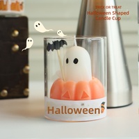 Ensemble de parfums artisanaux en verre en forme de tasse, thème fantôme, pour Halloween, avec bougie décorative miniature en boîte cadeau, idéal pour les souvenirs transfrontaliers