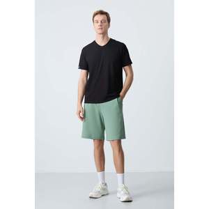 Shorts pour homme en coton vert clair, épais, doux, texturé, coupe standard, basique - 81275 - Cactus - Product Image 4