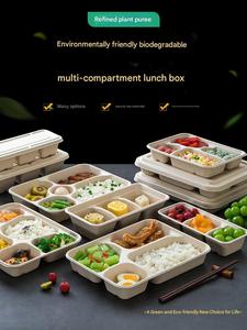 Cajas de Almuerzo Ecológicas Desechables y Compostables de 2-5 Compartimentos, Fabricadas con Bagazo, Resistentes al Agua, al Aceite y con Tapa Antivaho - Product Image 5