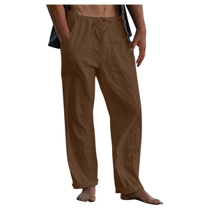 Nuovi <span class=keywords><strong>pantaloni</strong></span> Casual da uomo in <span class=keywords><strong>lino</strong></span> di cotone da uomo larghi <span class=keywords><strong>pantaloni</strong></span> larghi e traspiranti in tinta unita sport Fitness Streetwear hawaiana 5xl - Product Image 4