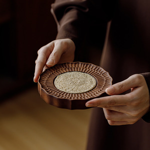 Walnut Wood Lace <b>Tea</b> <b>Tray</b> Teapot Holder Zen-inspired <b>Tea</b> Ceremony Accessory High-end Brewing Mat - Product Image 2